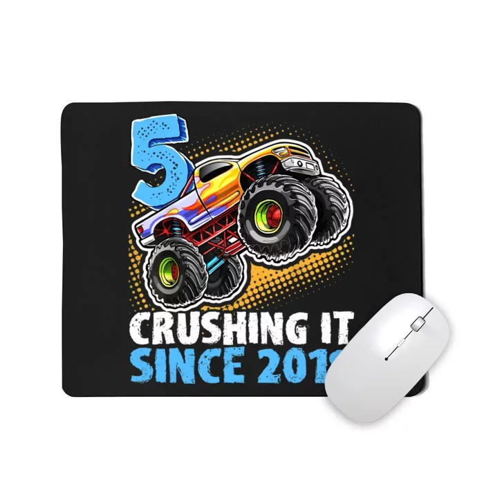 5 Crushing It Since 2018 Monster Truck 5th Birthday Boy Mousepad