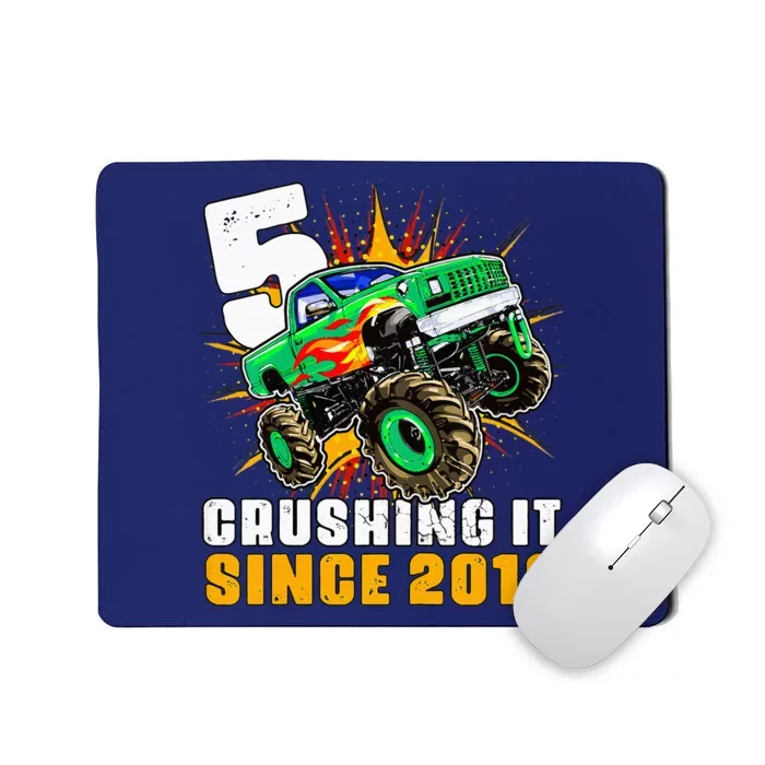 5 Crushing It Since 2018 Monster Truck 5th Birthday Mousepad