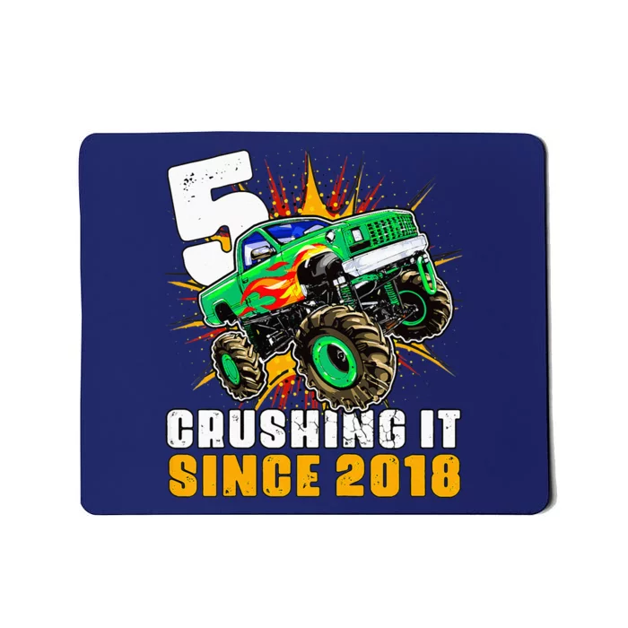 5 Crushing It Since 2018 Monster Truck 5th Birthday Mousepad