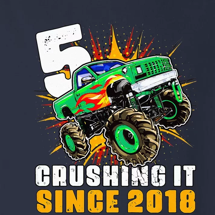 5 Crushing It Since 2018 Monster Truck 5th Birthday Toddler Long Sleeve Shirt