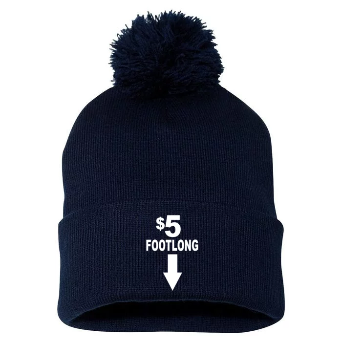 5 Dollar Foot Long Pom Pom 12in Knit Beanie