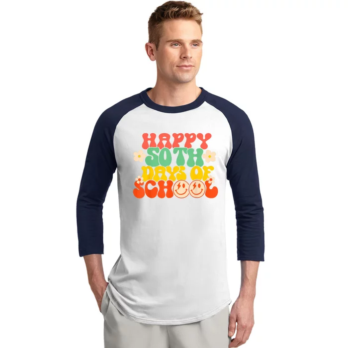 50 Days Happy 50th Day Of School Teacher Students Baseball Sleeve Shirt