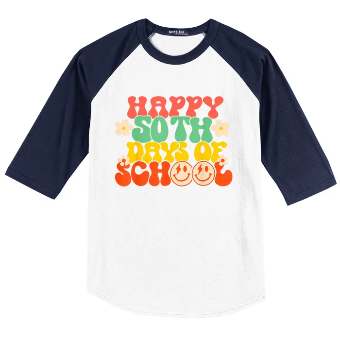 50 Days Happy 50th Day Of School Teacher Students Baseball Sleeve Shirt