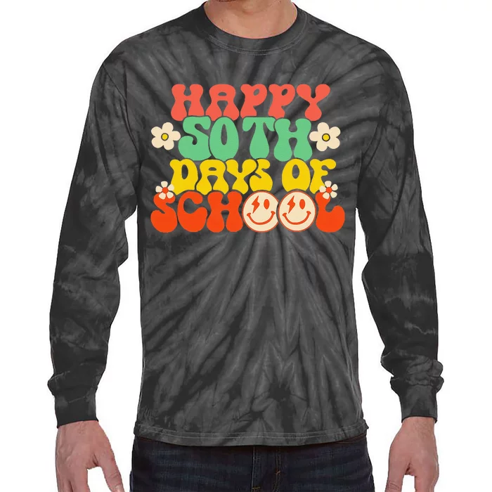 50 Days Happy 50th Day Of School Teacher Students Tie-Dye Long Sleeve Shirt