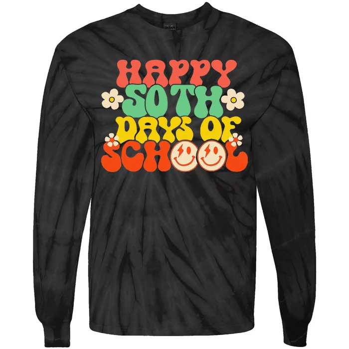 50 Days Happy 50th Day Of School Teacher Students Tie-Dye Long Sleeve Shirt