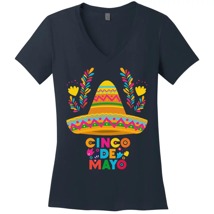 5 De Mayo Cinco De Mayo Sombrero Maraca Women's V-Neck T-Shirt