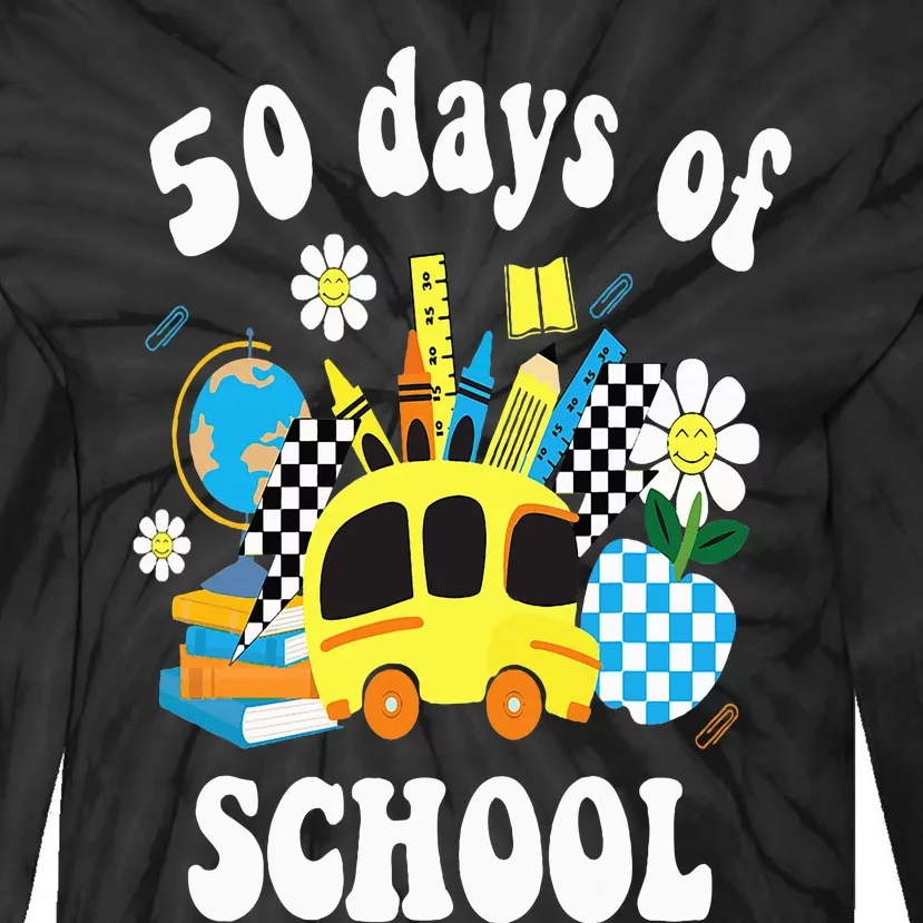 50 days of school 50th day of school Tie-Dye Long Sleeve Shirt