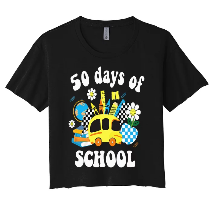 50 days of school 50th day of school Women's Crop Top Tee