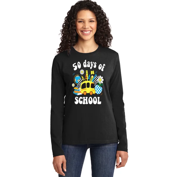 50 days of school 50th day of school Ladies Long Sleeve Shirt