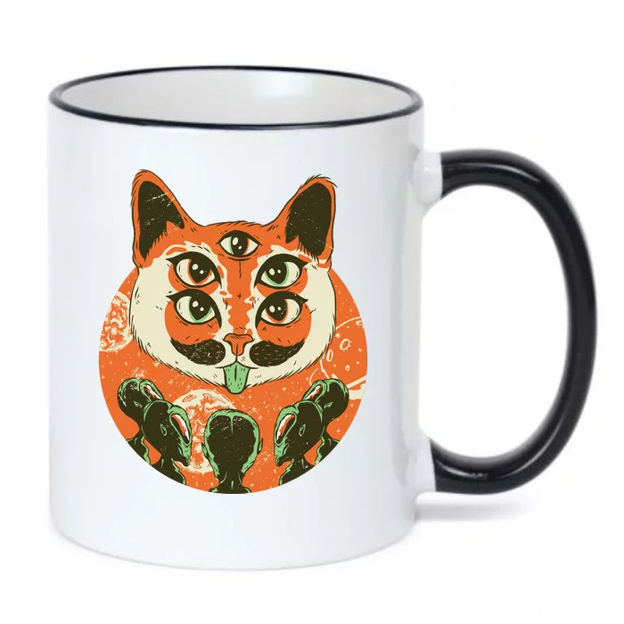 5 Eyed Alien Cat Black Color Changing Mug