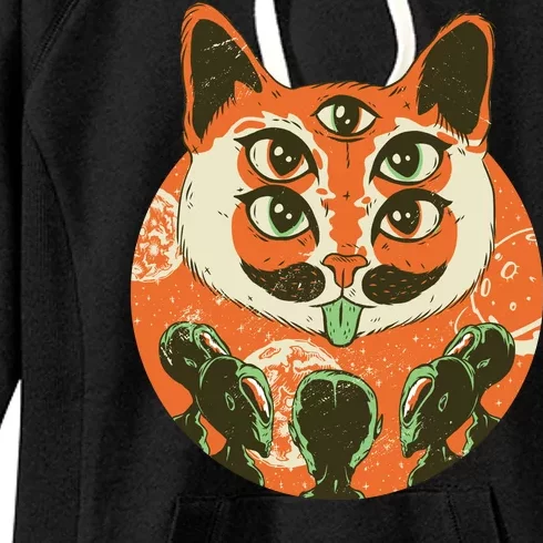 5 Eyed Alien Cat Women's Fleece Hoodie