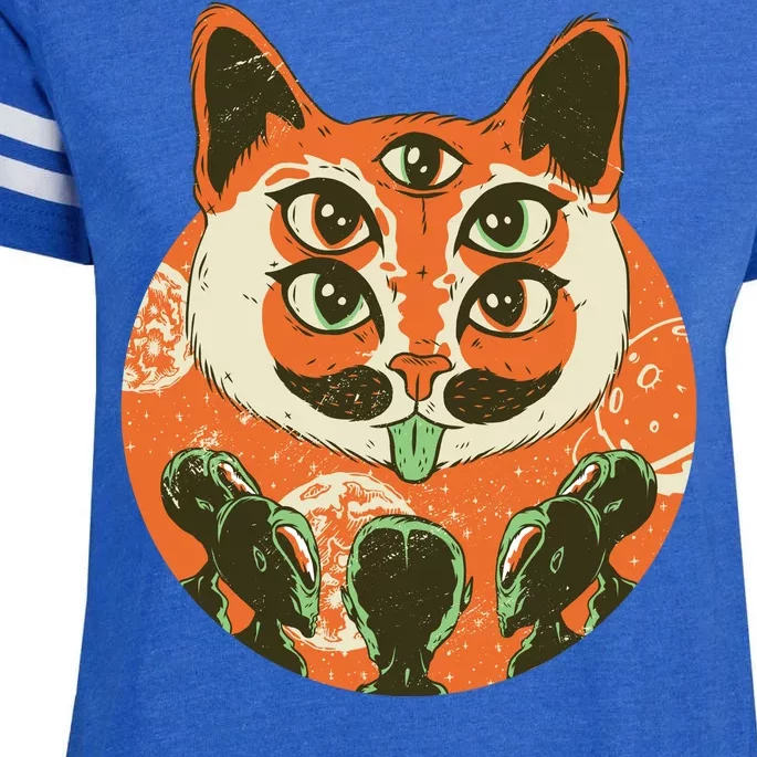 5 Eyed Alien Cat Enza Ladies Jersey Football T-Shirt