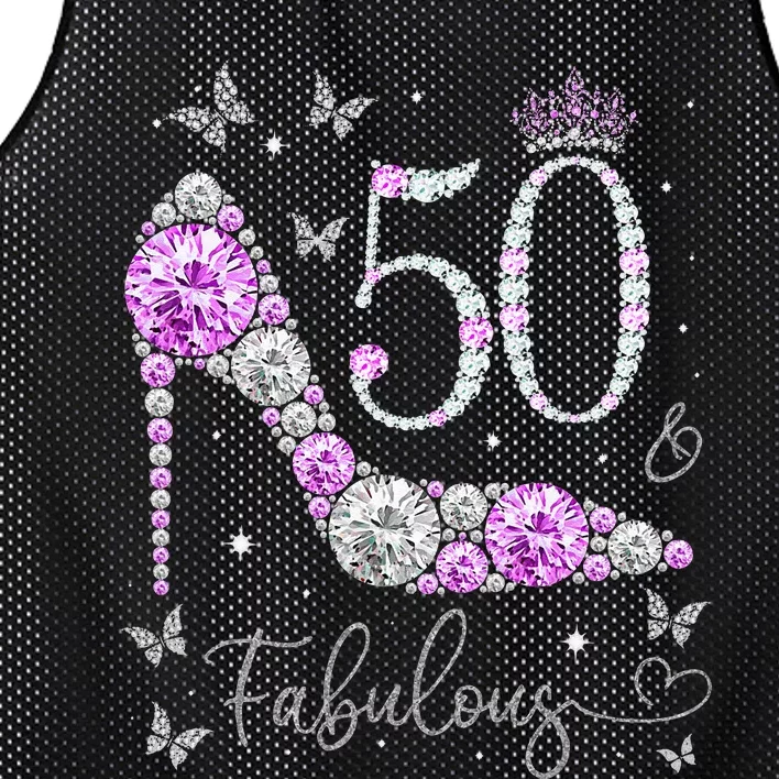 50 & Fabulous 50th Birthday 50 Years Old Ladies Mesh Reversible Basketball Jersey Tank