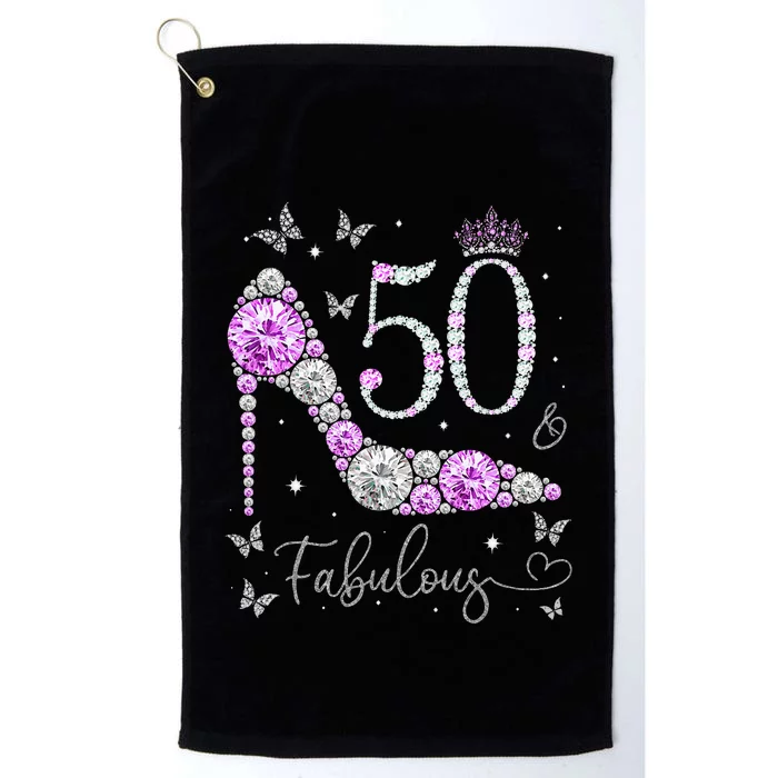 50 & Fabulous 50th Birthday 50 Years Old Ladies Platinum Collection Golf Towel