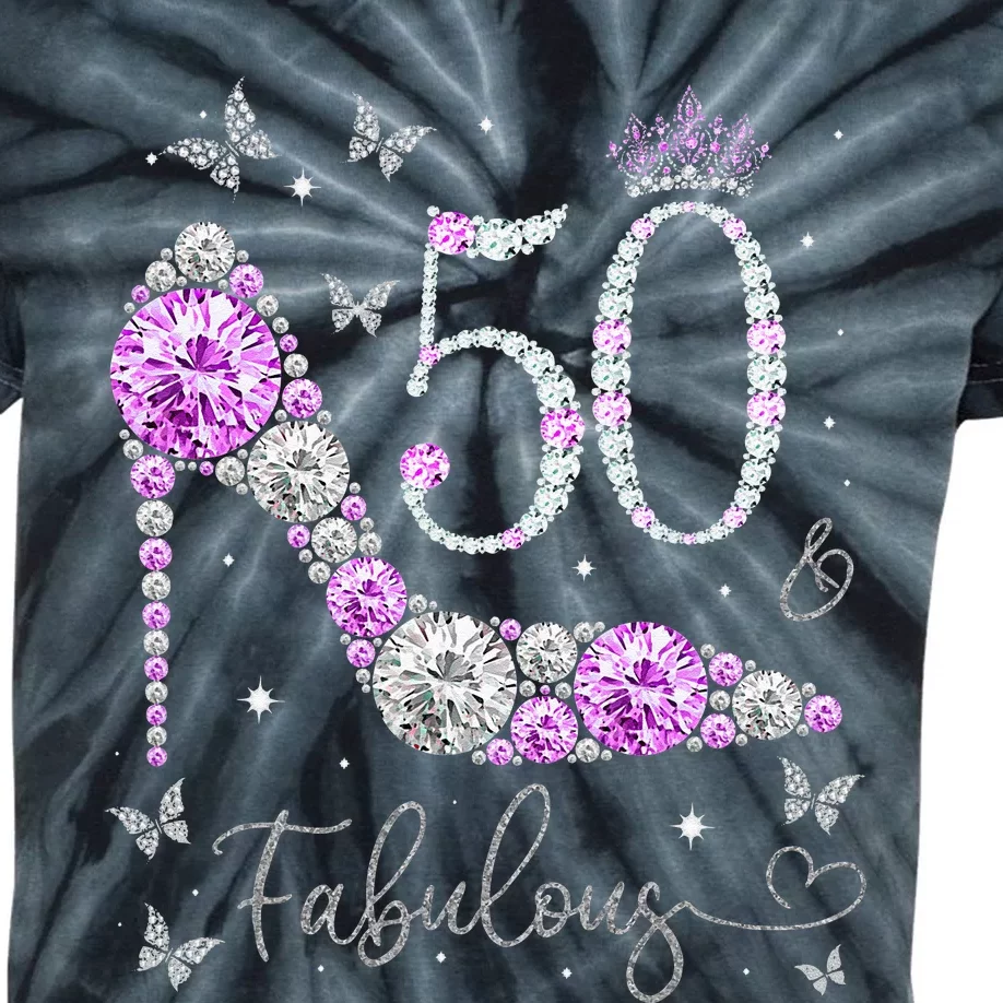 50 & Fabulous 50th Birthday 50 Years Old Ladies Kids Tie-Dye T-Shirt