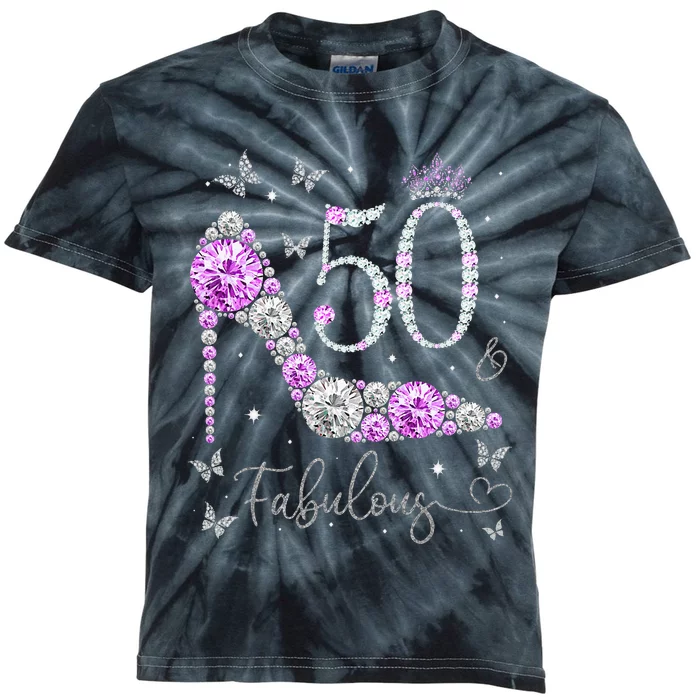 50 & Fabulous 50th Birthday 50 Years Old Ladies Kids Tie-Dye T-Shirt