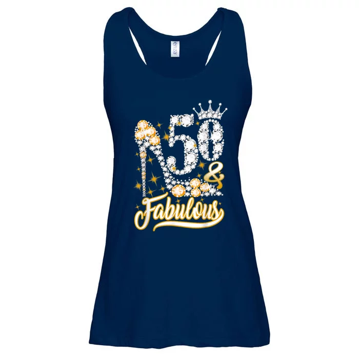 50 & Fabulous 50 Years Old 50th Birthday Diamond Crown Shoes Ladies Essential Flowy Tank