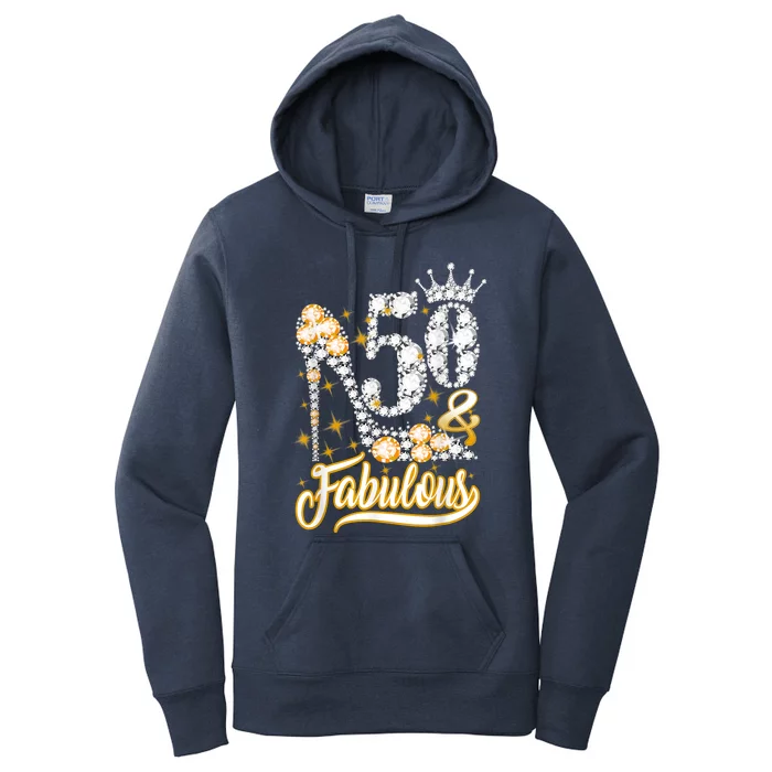 50 & Fabulous 50 Years Old 50th Birthday Diamond Crown Shoes Women's Pullover Hoodie