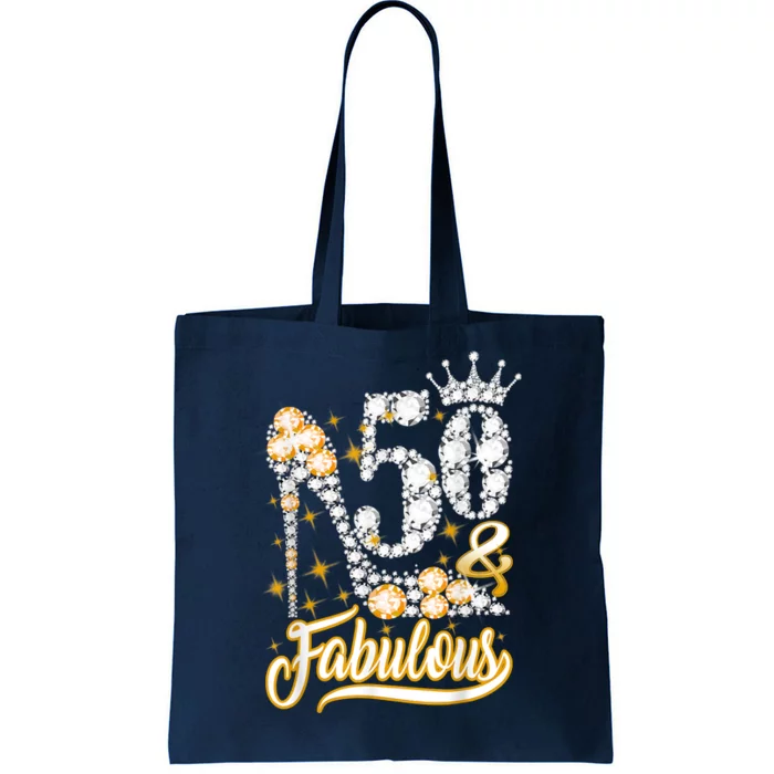 50 & Fabulous 50 Years Old 50th Birthday Diamond Crown Shoes Tote Bag