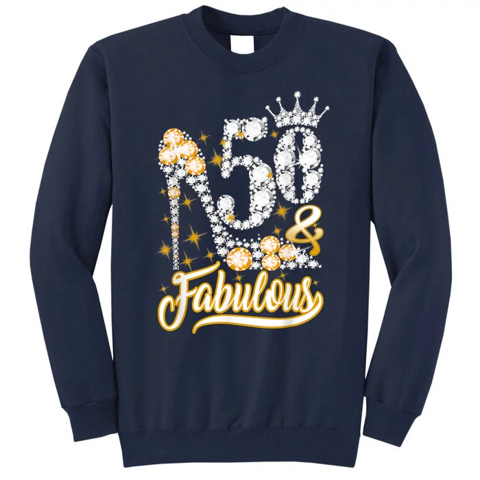 50 & Fabulous 50 Years Old 50th Birthday Diamond Crown Shoes Tall Sweatshirt