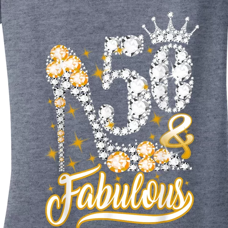 50 & Fabulous 50 Years Old 50th Birthday Diamond Crown Shoes Women's V-Neck T-Shirt