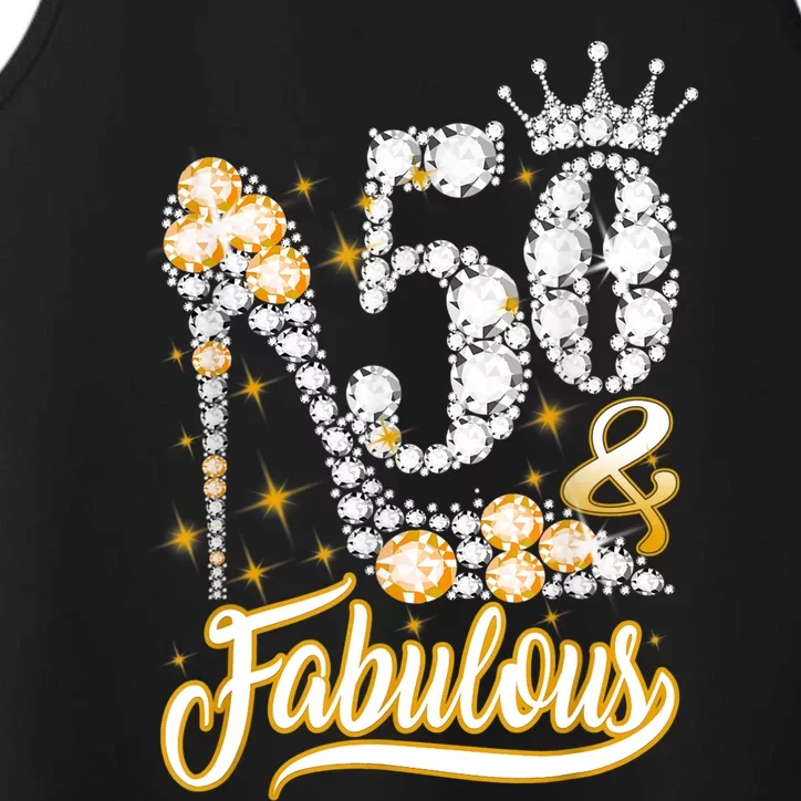 50 & Fabulous 50 Years Old 50th Birthday Diamond Crown Shoes Performance Tank