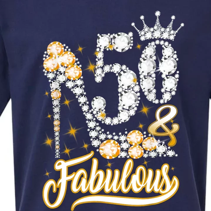 50 & Fabulous 50 Years Old 50th Birthday Diamond Crown Shoes Sueded Cloud Jersey T-Shirt