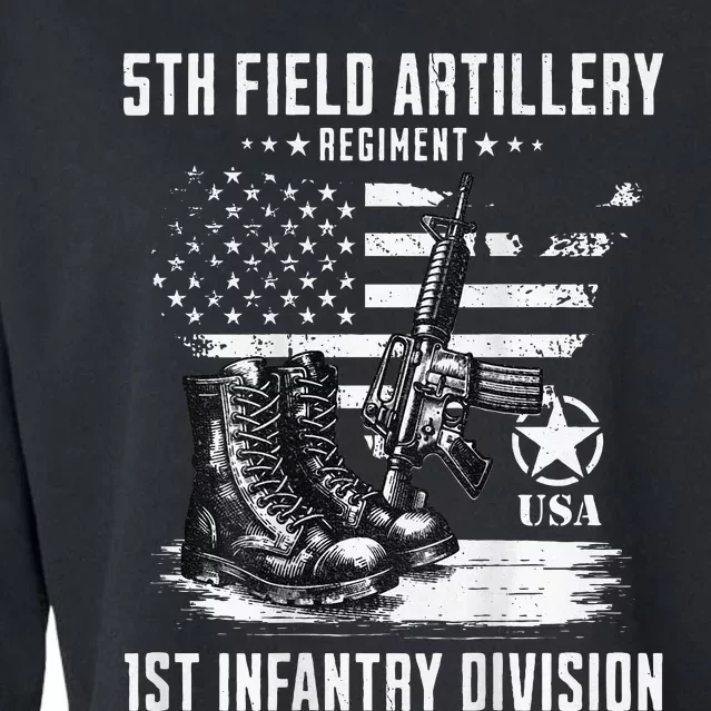 5th Field Artillery Regiment Veteran Military Distressed Cropped Pullover Crew