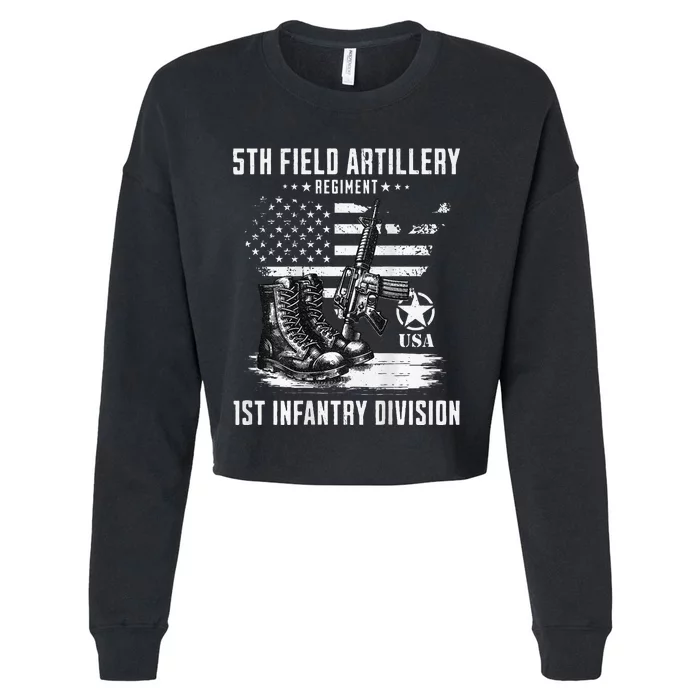 5th Field Artillery Regiment Veteran Military Distressed Cropped Pullover Crew