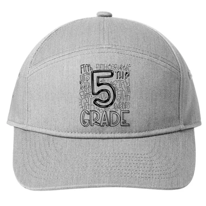 5th Fifth Grade Typography Team Teacher Back To School 7-Panel Snapback Hat