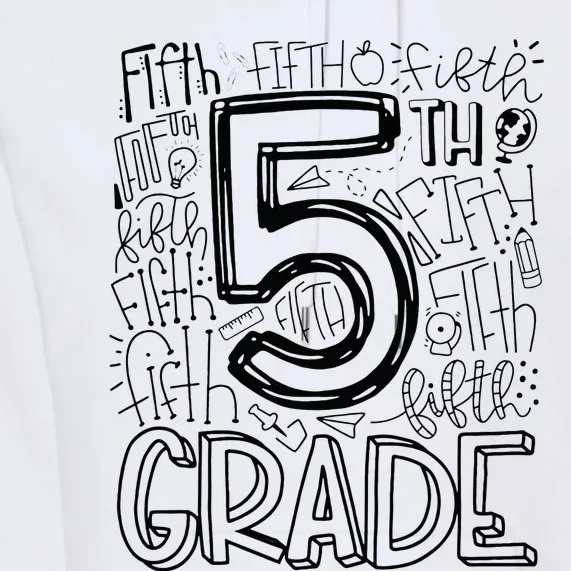 5th Fifth Grade Typography Team Teacher Back To School Premium Hoodie