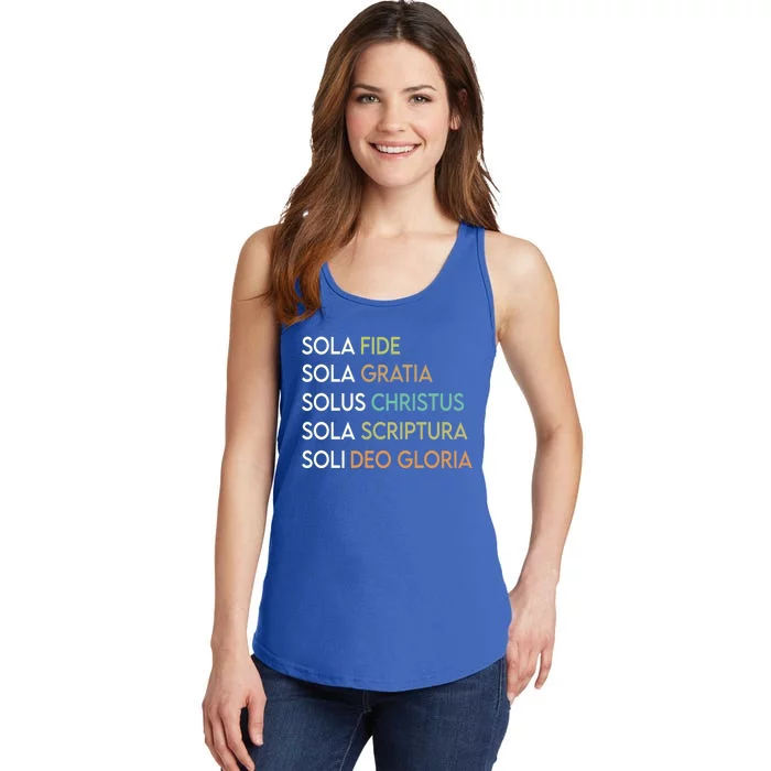 5 Five Solas Of The Reformation Theology Christian Church Gift Ladies Essential Tank