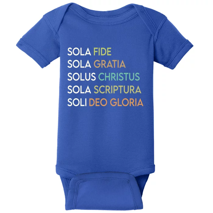 5 Five Solas Of The Reformation Theology Christian Church Gift Baby Bodysuit