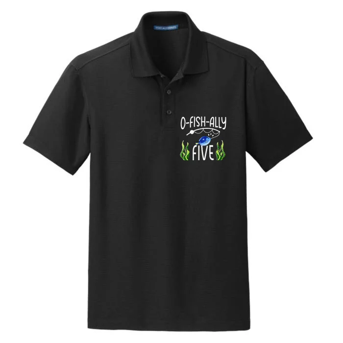 5th Fish Themed Birthday Funny Pun Dry Zone Grid Performance Polo