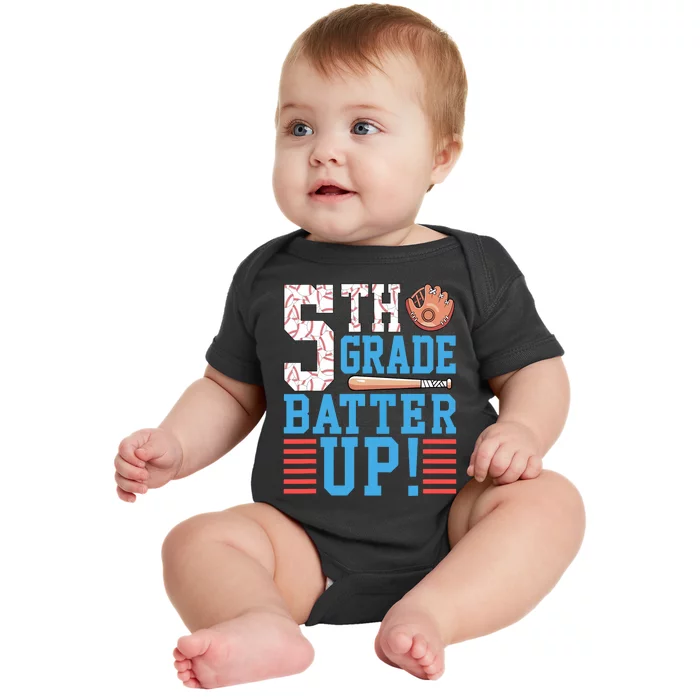 5th Grade Back To School 5th Grade Batter Up Baseball Baby Bodysuit