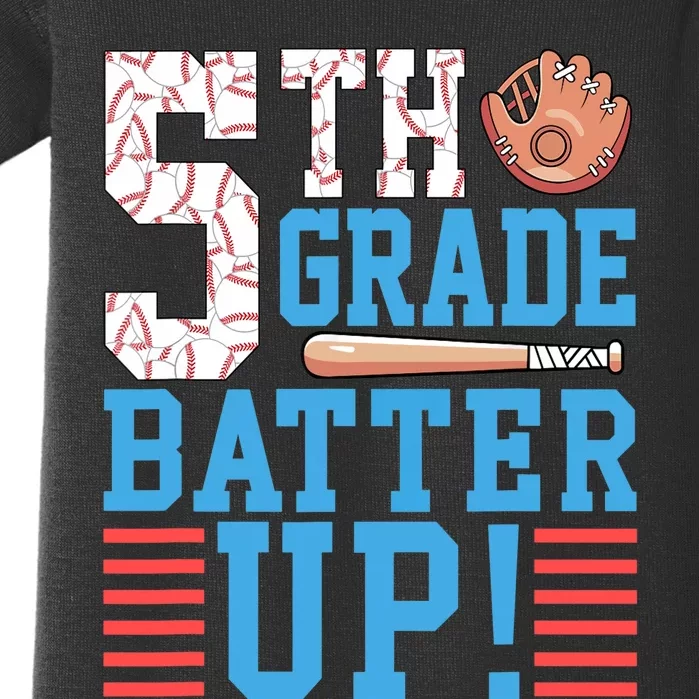 5th Grade Back To School 5th Grade Batter Up Baseball Baby Bodysuit