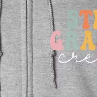 5th Grade Crew Retro Groovy Funny Happy First Day Of School Full Zip Hoodie