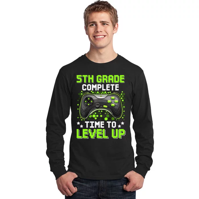 5th Grade Complete Time To Level Up Gaming Graduation Tall Long Sleeve T-Shirt