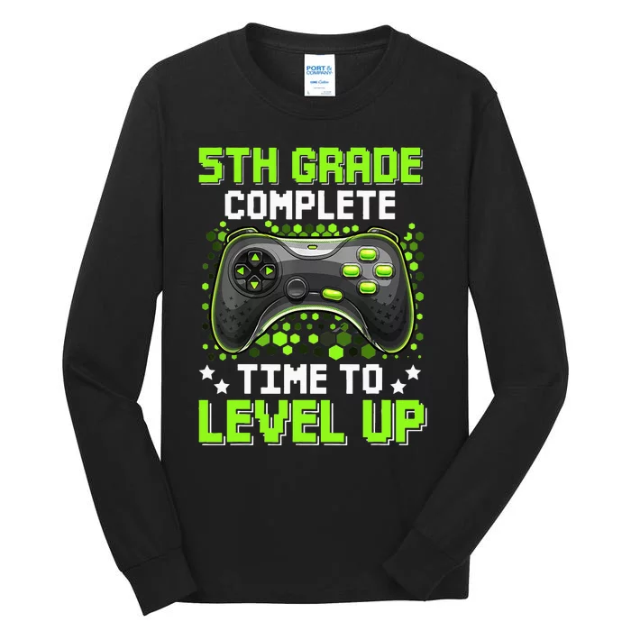 5th Grade Complete Time To Level Up Gaming Graduation Tall Long Sleeve T-Shirt