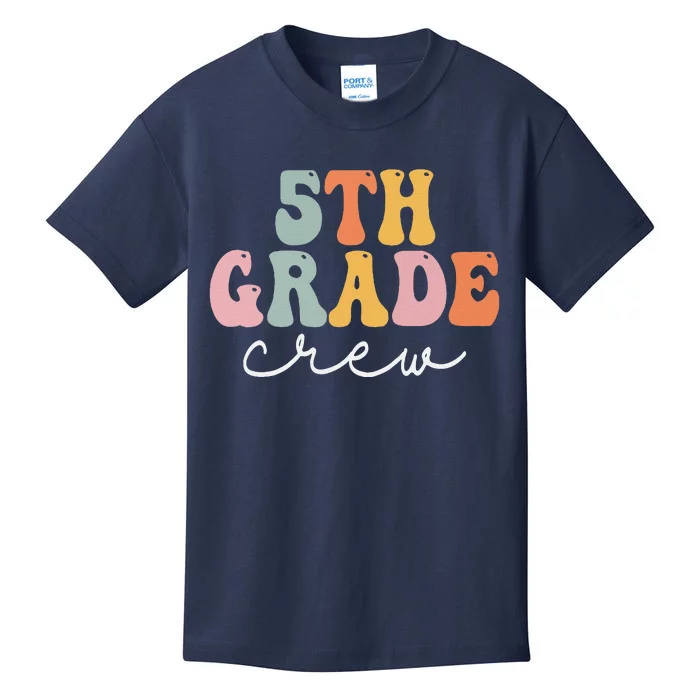 5th Grade Crew Retro Groovy Women Happy First Day Of School Kids T-Shirt