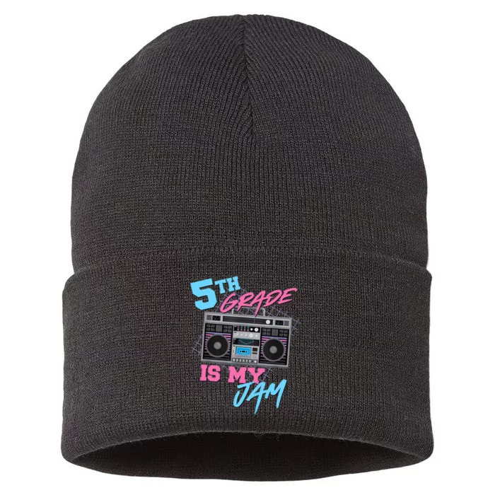 5th Grade Is My Jam - Vintage 80s Boombox Teacher Student Sustainable Knit Beanie