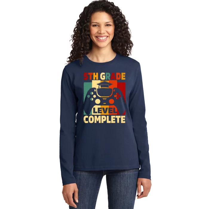 5th Grade Level Complete Graduation Last Day Of School Ladies Long Sleeve Shirt