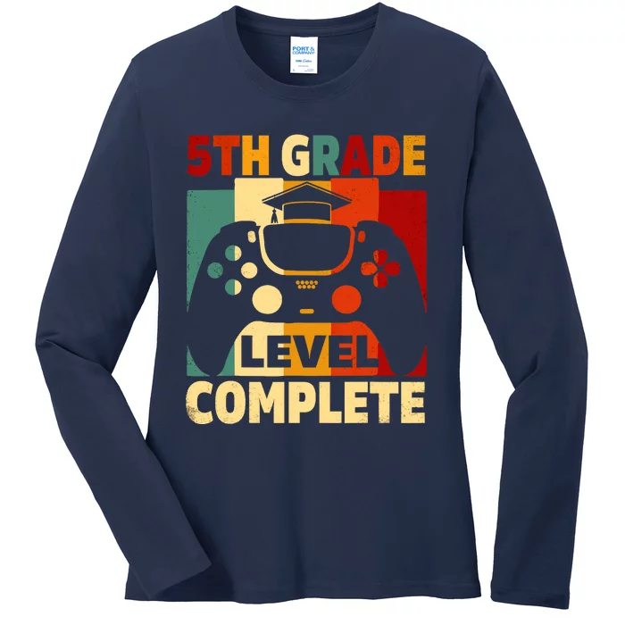 5th Grade Level Complete Graduation Last Day Of School Ladies Long Sleeve Shirt