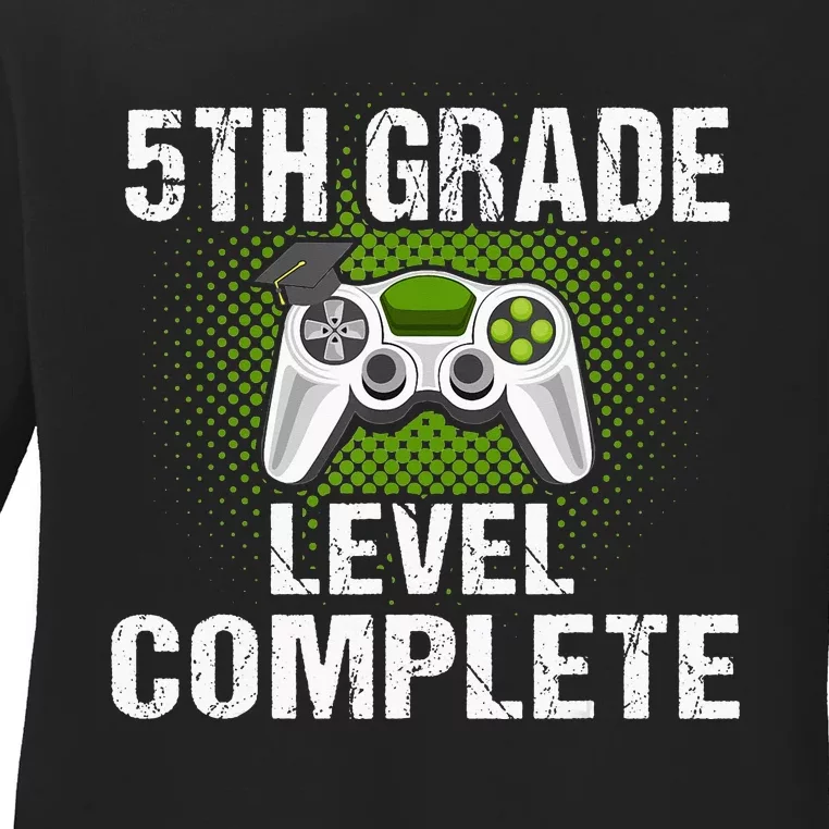 5Th Grade Level Complete Graduation Student Video Gamer Ladies Long Sleeve Shirt