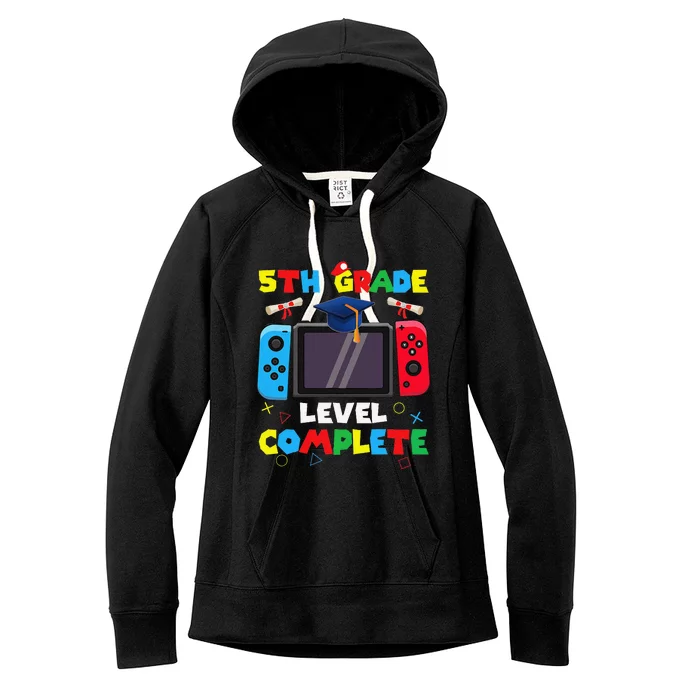 5th Grade Level Complete Graduation Class Of 2024 Boy Gamer Women's Fleece Hoodie