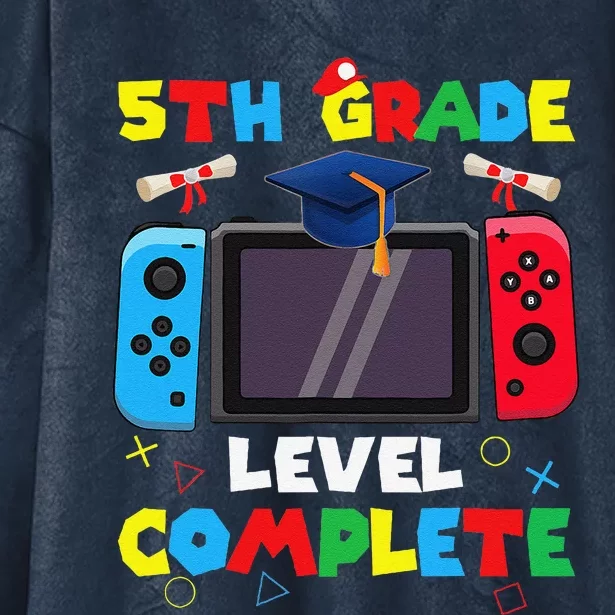 5th Grade Level Complete Graduation Class Of 2024 Boy Gamer Hooded Wearable Blanket