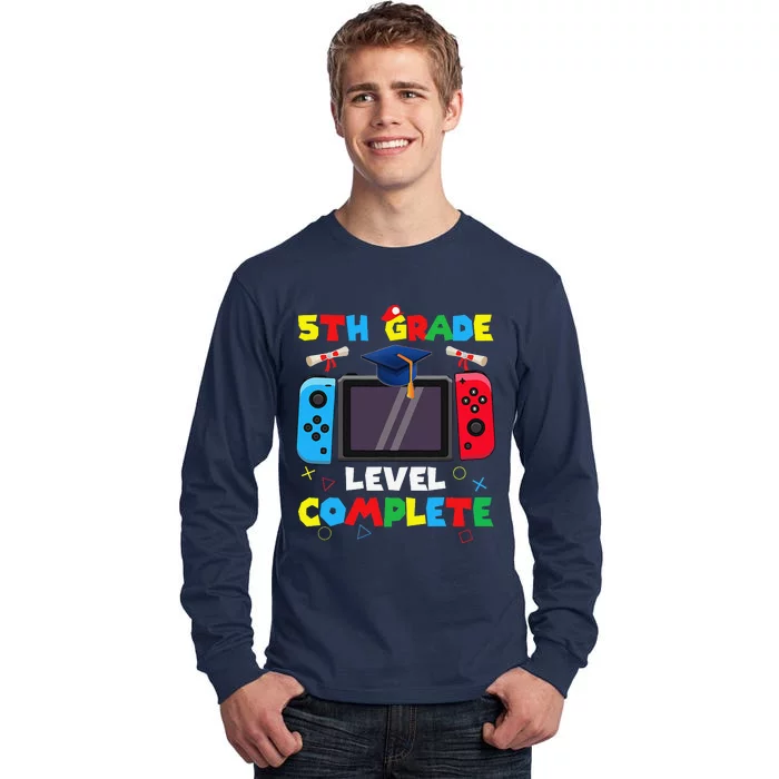 5th Grade Level Complete Graduation Class Of 2024 Boy Gamer Tall Long Sleeve T-Shirt