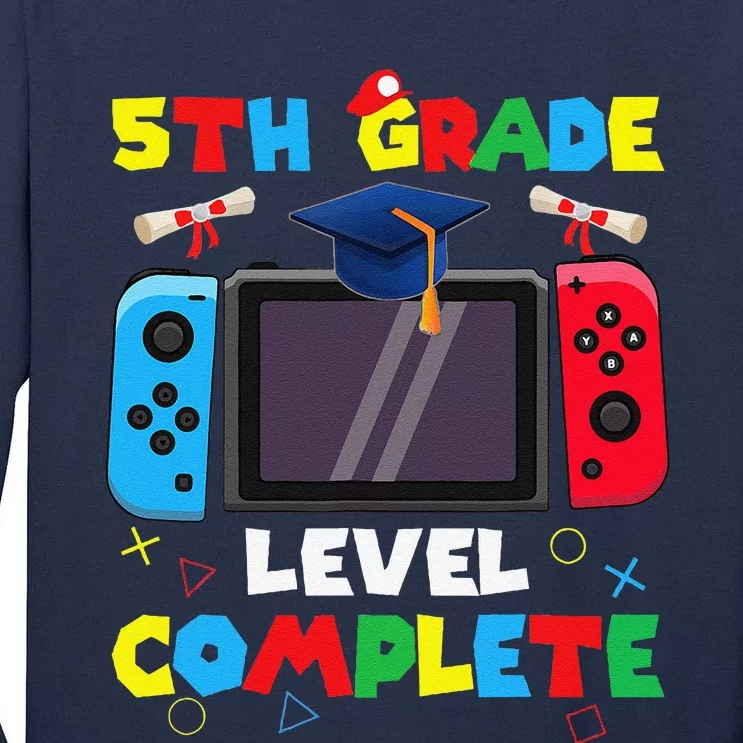 5th Grade Level Complete Graduation Class Of 2024 Boy Gamer Tall Long Sleeve T-Shirt