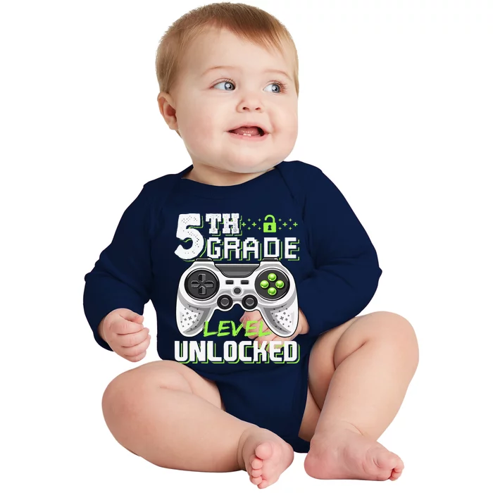 5th Grade Level Unlocked Video Game Back To School Baby Long Sleeve Bodysuit