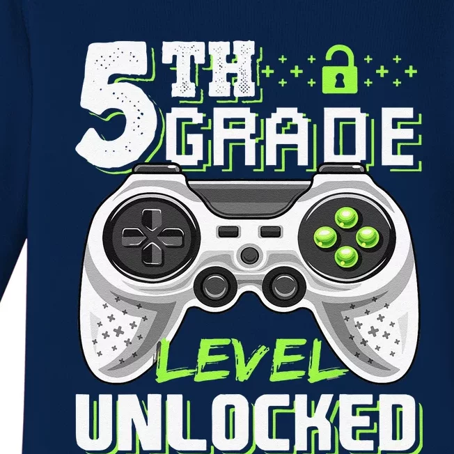 5th Grade Level Unlocked Video Game Back To School Baby Long Sleeve Bodysuit